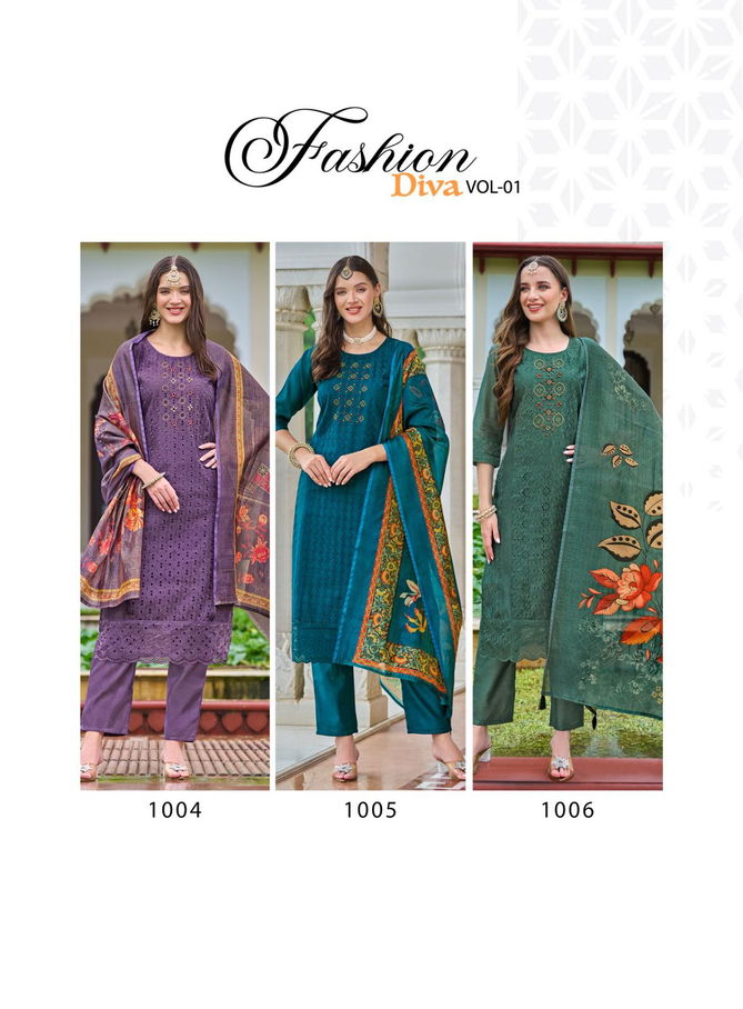 Fashion Diva Vol 1 By Radhika Chanderi Silk Designer Kurti With Bottom Dupatta Wholesale Shop In Surat